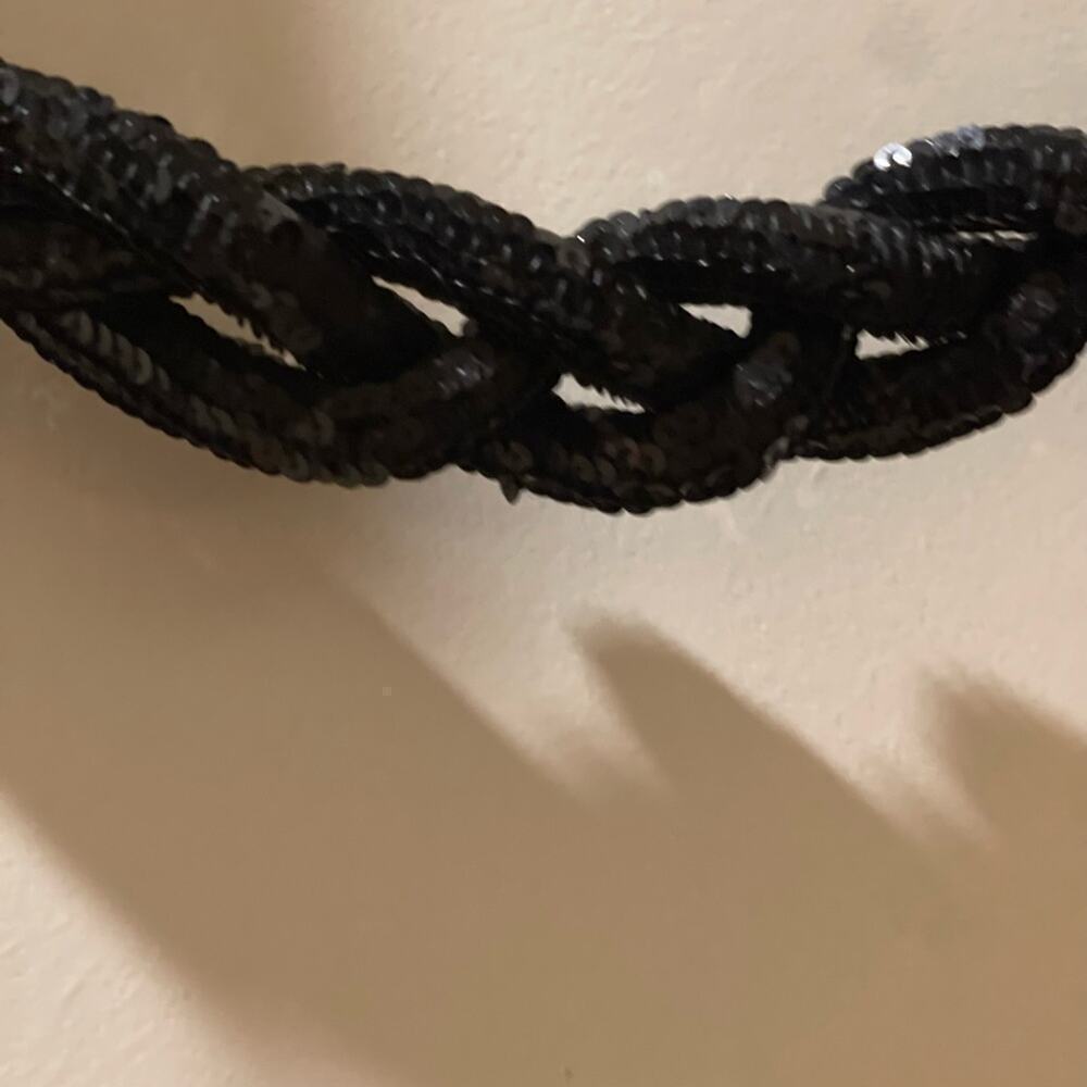 Belt seqiun or necklace black -48” long macramé sequins cord- great accessory